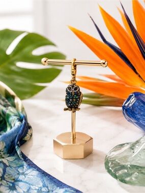 Juicy Couture Pave Crystal Owl Charm - Multicolor Stones with Gold Tone